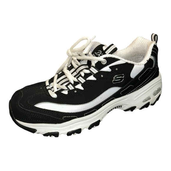 Skechers Sport Women's D'Lites Biggest Fan Memory Foam Sneaker Black/White - Picture 3 of 9